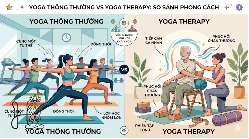 so-sanh-yoga-therapy-va-yoga-thong-thuong