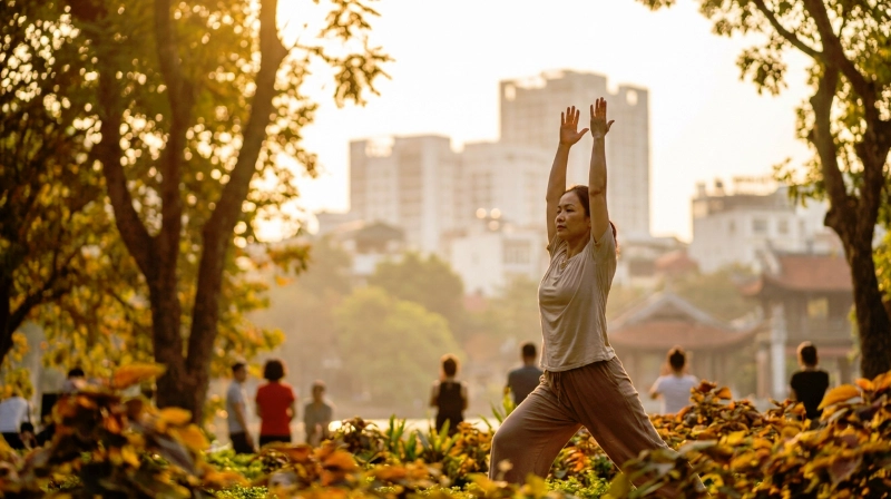 tap-yoga-ngoai-troi-giup-giam-mo-bung